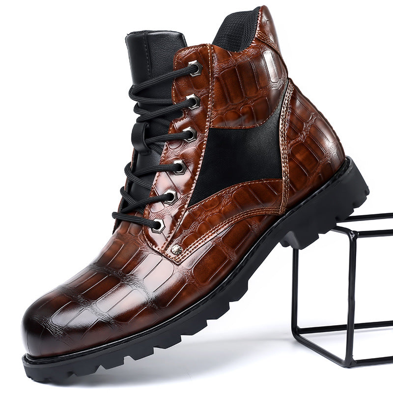 CLIFTON - CROC EMBOSSED LEATHER BOOTS 1