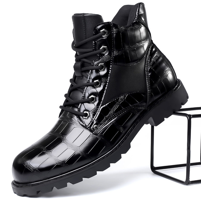 CLIFTON - CROC EMBOSSED LEATHER BOOTS 2