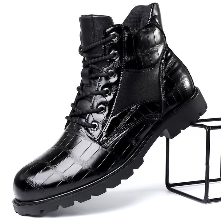 CLIFTON - CROC EMBOSSED LEATHER BOOTS 2