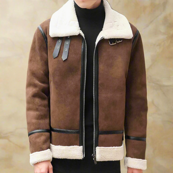 CLOVIS | MEN'S FAUX SUEDE AVIATOR JACKET SHERPA LINED 2