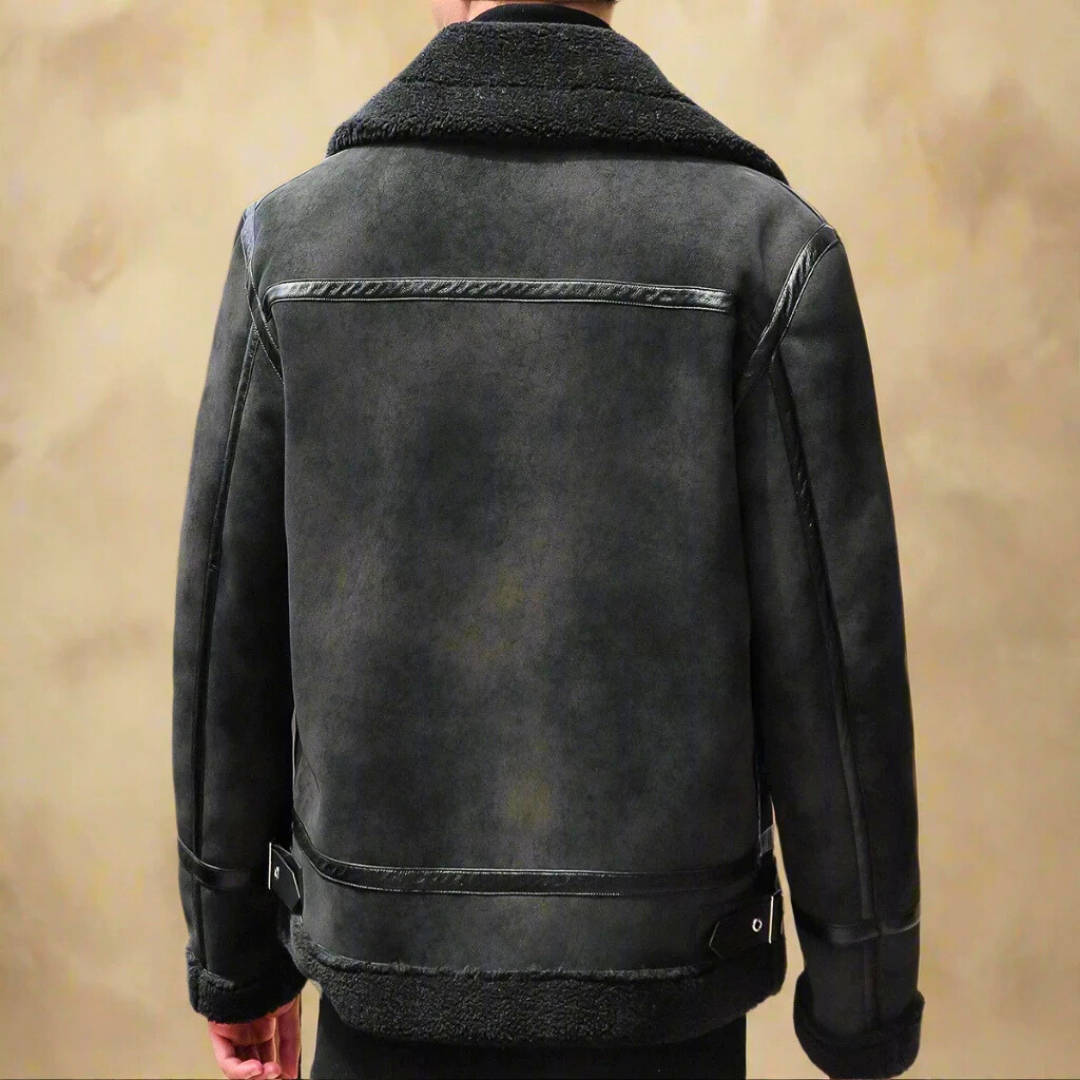 CLOVIS | MEN'S FAUX SUEDE AVIATOR JACKET SHERPA LINED 3