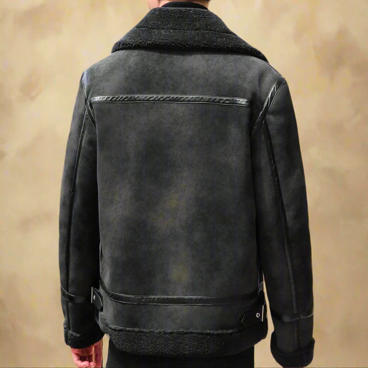 CLOVIS | MEN'S FAUX SUEDE AVIATOR JACKET SHERPA LINED 3