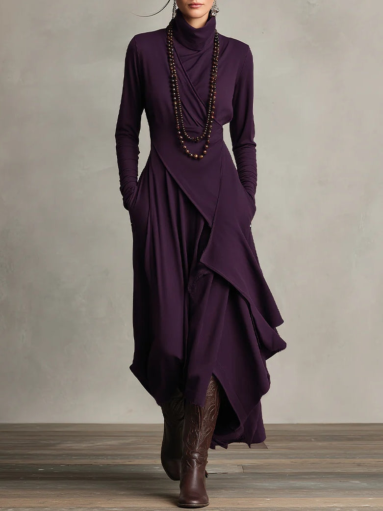 Colette - Elegant High Neck Flowy Maxi Fall Dress 1