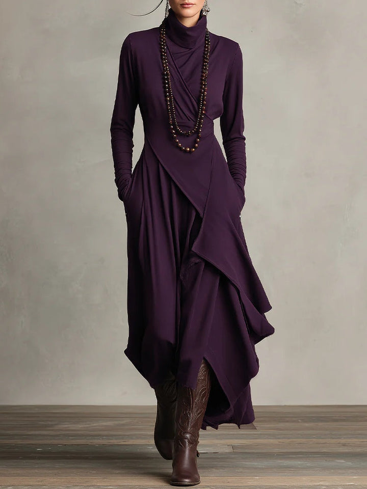 Colette - Elegant High Neck Flowy Maxi Fall Dress 1