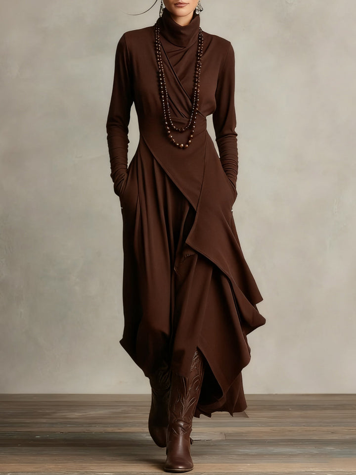 Colette - Elegant High Neck Flowy Maxi Fall Dress 3