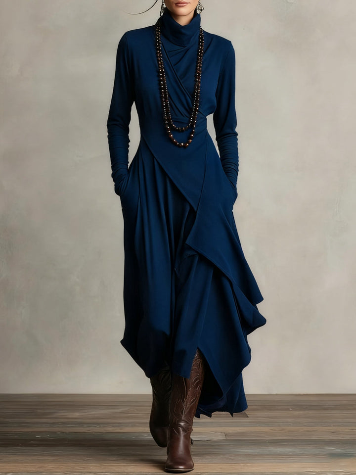 Colette - Elegant High Neck Flowy Maxi Fall Dress 4