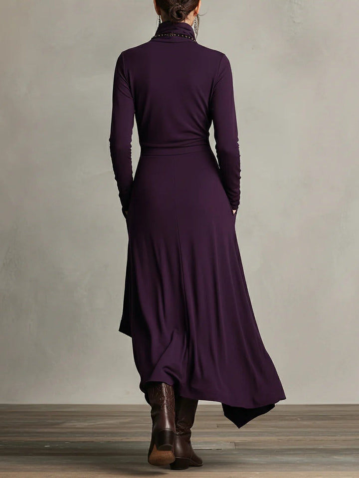 Colette - Elegant High Neck Flowy Maxi Fall Dress 6