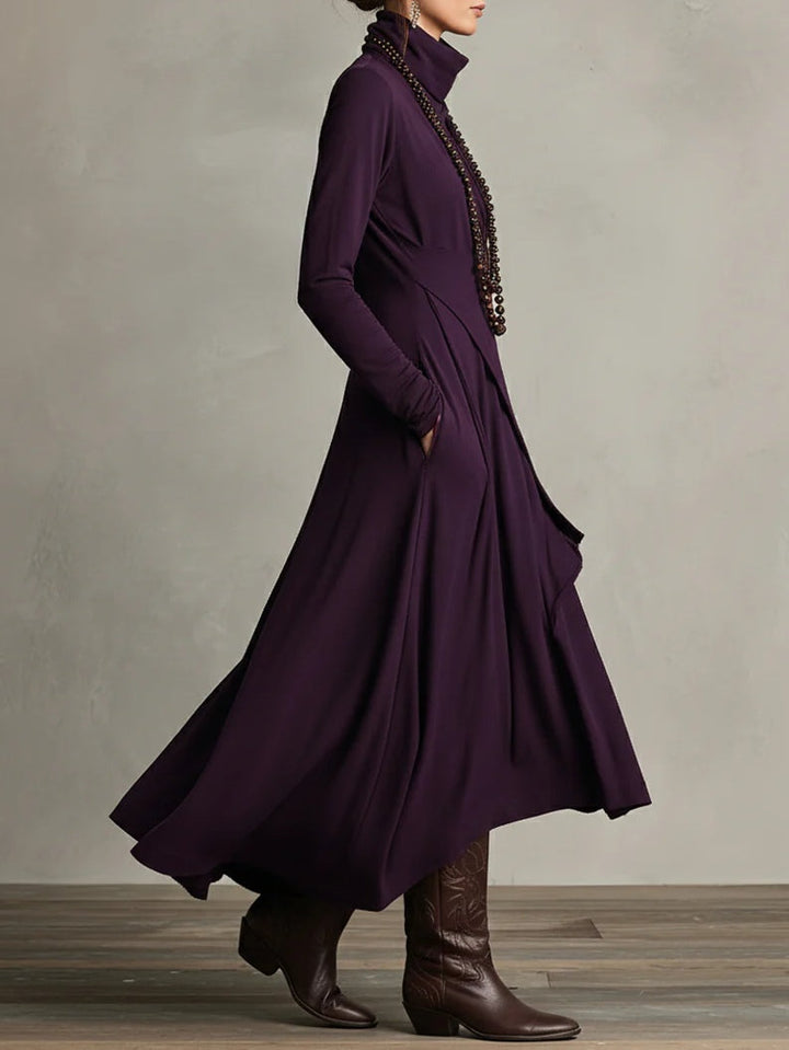 Colette - Elegant High Neck Flowy Maxi Fall Dress 7