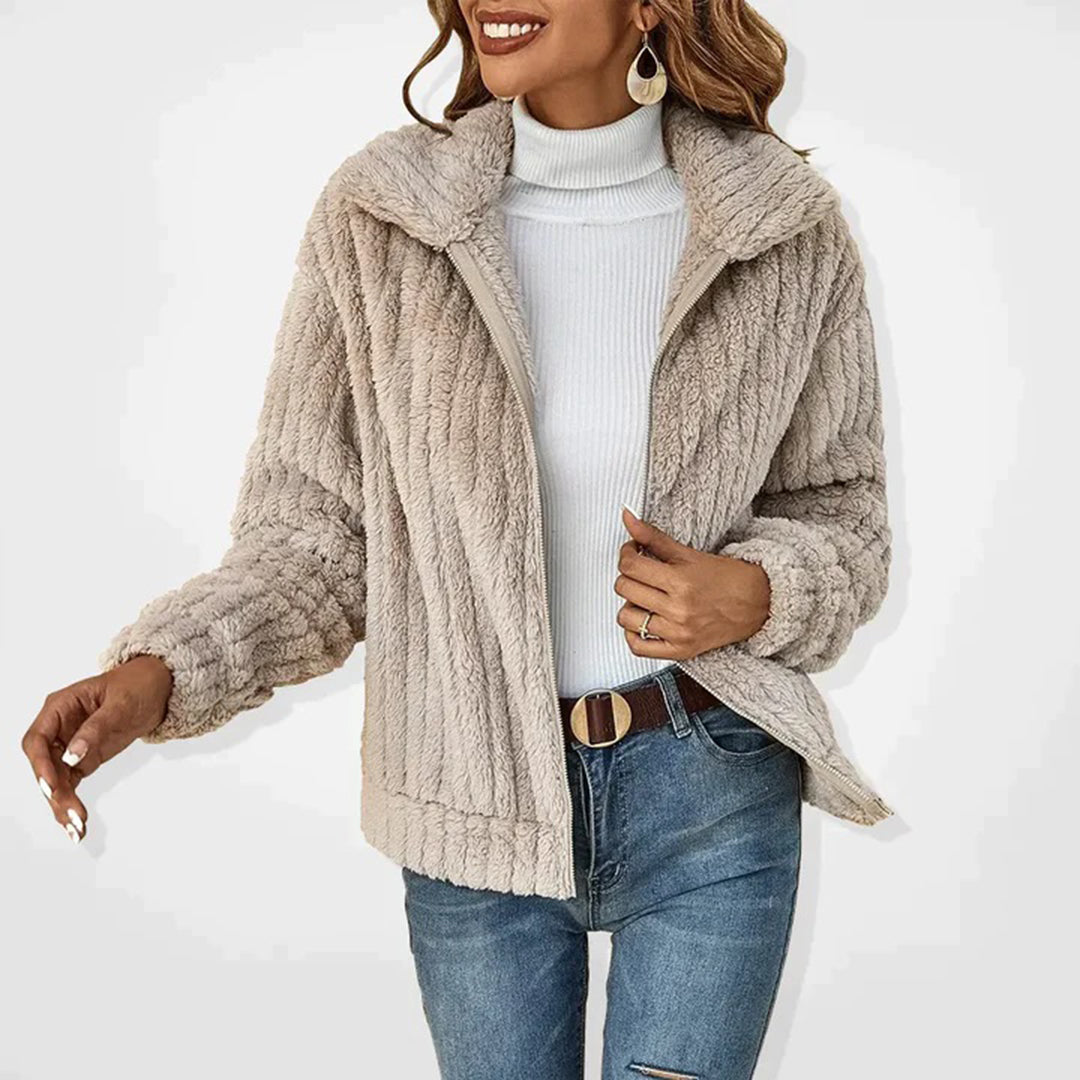 CORALIE | WOMEN'S HOODED FLEECE JACKET SHERPA TEDDY ZIP UP 1