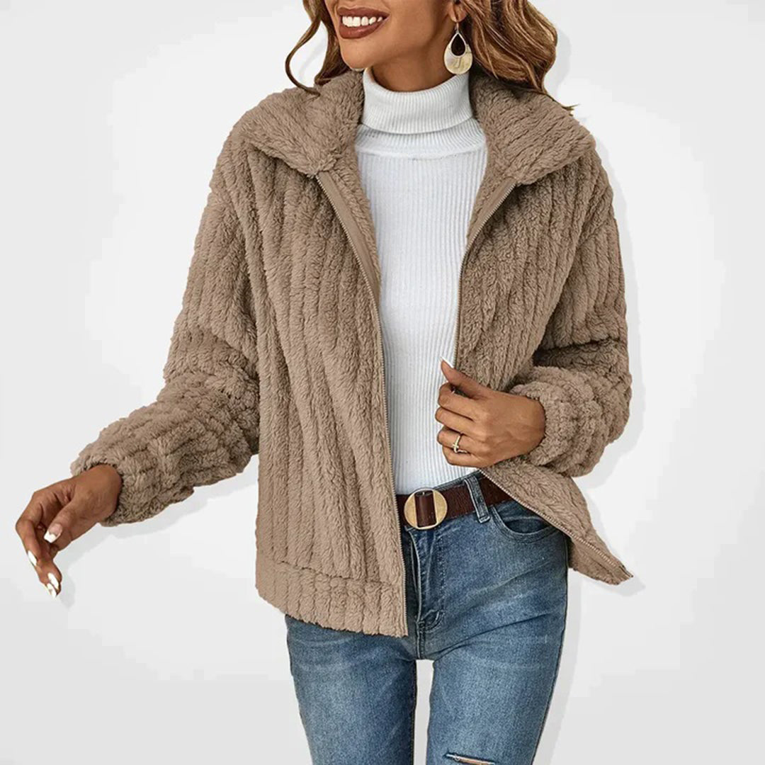 CORALIE | WOMEN'S HOODED FLEECE JACKET SHERPA TEDDY ZIP UP 3