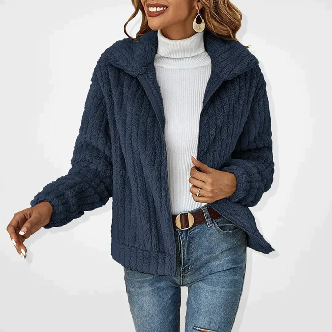 CORALIE | WOMEN'S HOODED FLEECE JACKET SHERPA TEDDY ZIP UP 4