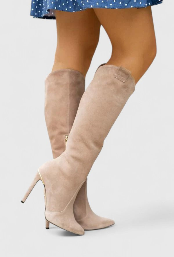 COSETTE | WOMEN'S POINTED TOE HEELED KNEE HIGH BOOTS 5