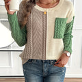 CYPRIENNE | WOMEN'S COLOR BLOCK CABLE KNIT FALL SWEATER
