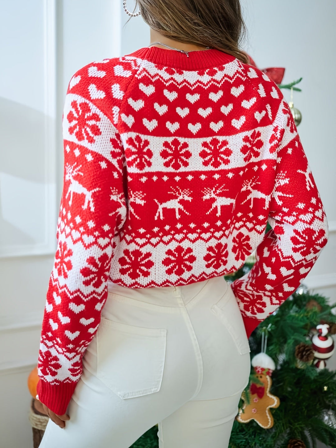 Women's Fair Isle Christmas Sweater – Detail View
