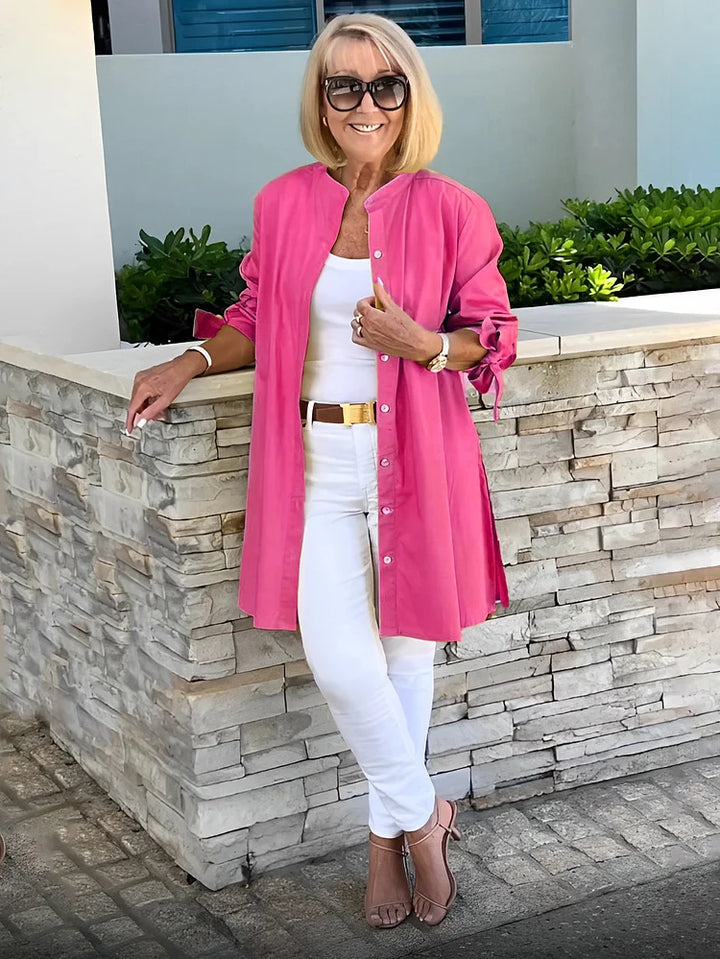 ELLARIA – GATHERED BACK COTTON SHIRT JACKET
