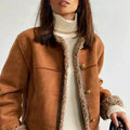 Rosalie | Women's Faux Suede Sherpa Trim Jacket