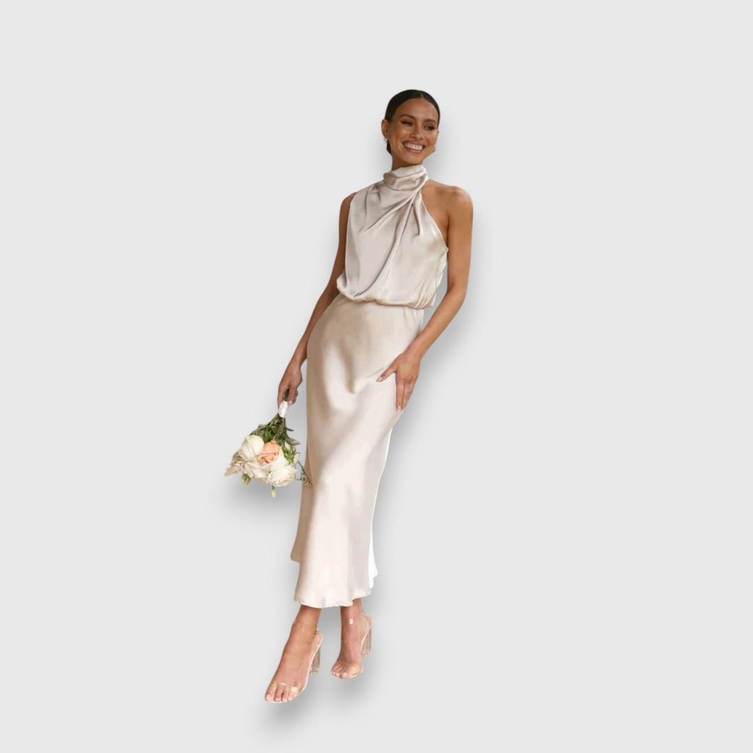 Daisy - Elegant Satin Halter Dress