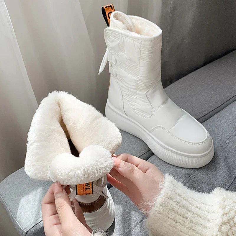 Women's Fur Lined Sneaker Snow Boots – Detail View