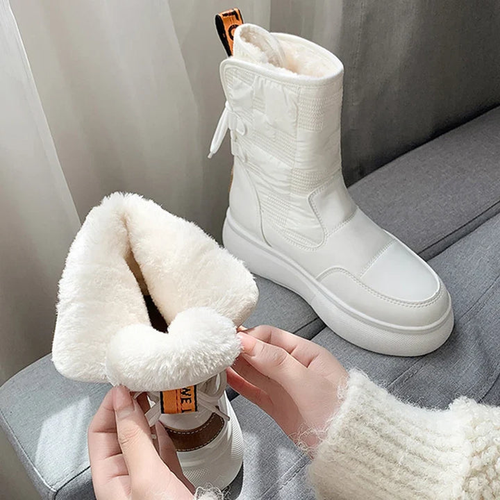 Women's Fur Lined Sneaker Snow Boots – Detail View