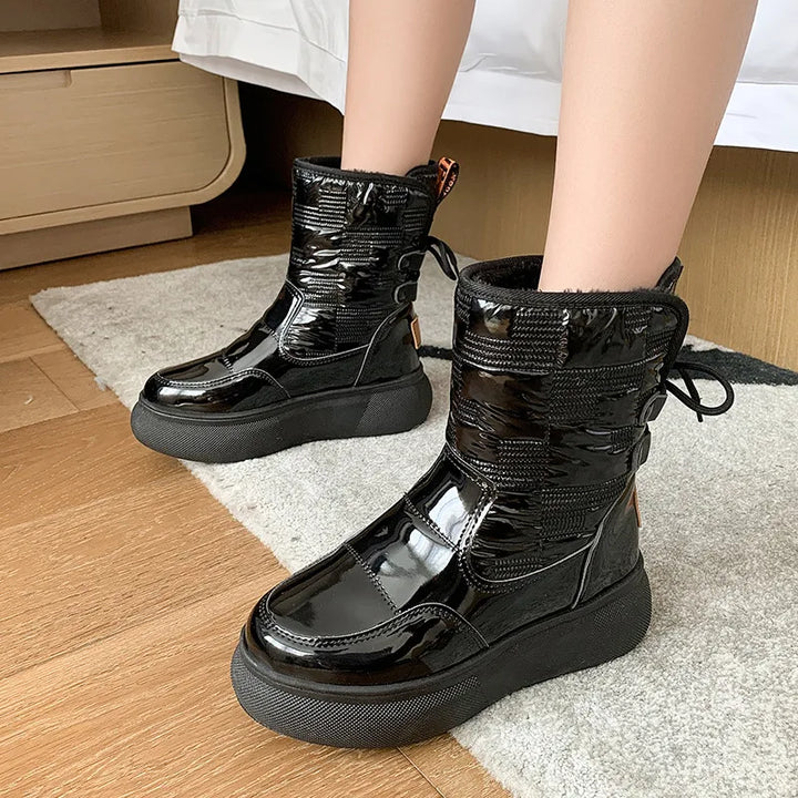 Women's Fur Lined Sneaker Snow Boots – Detail View