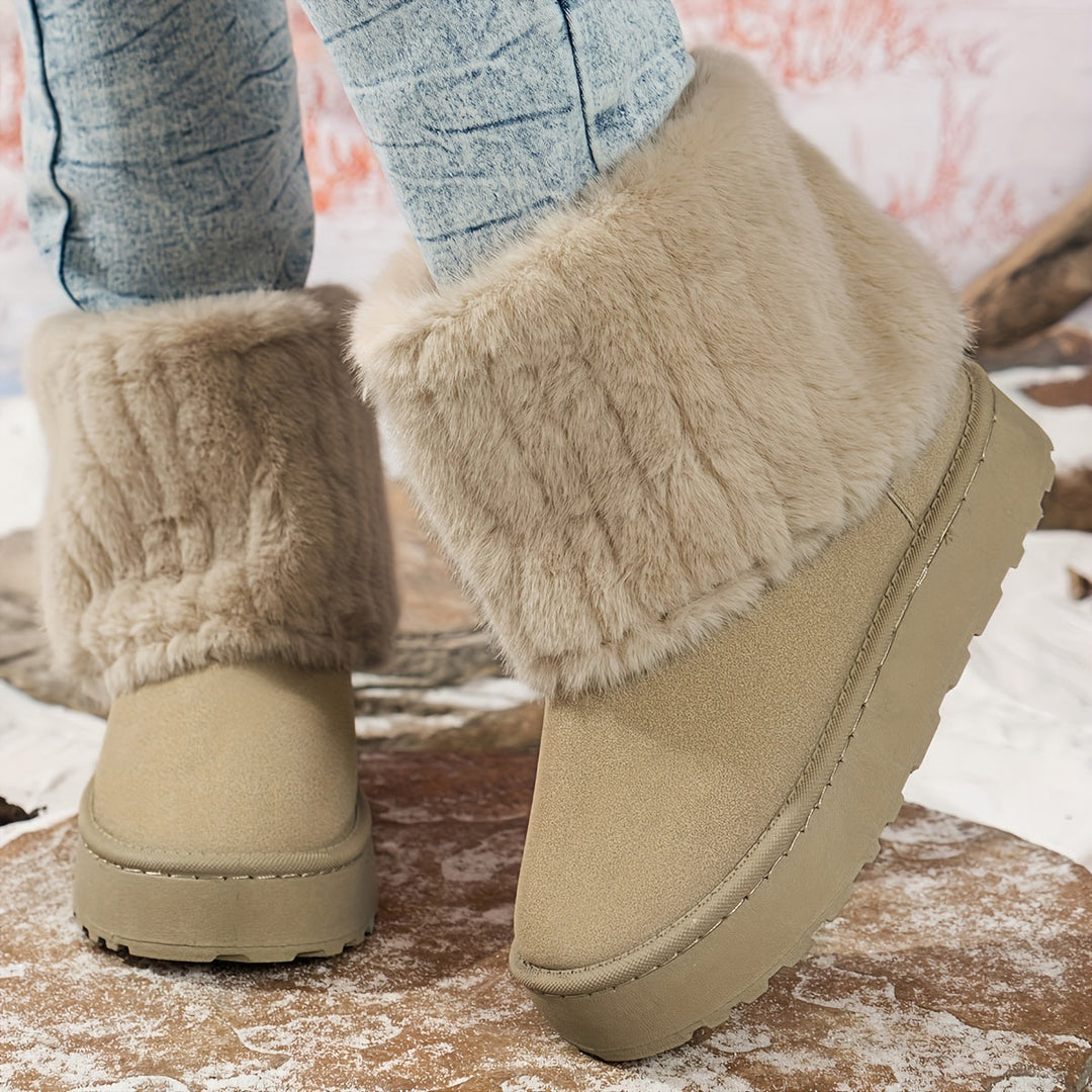 Women's Suede Fold Over Ankle Boots – Off-White