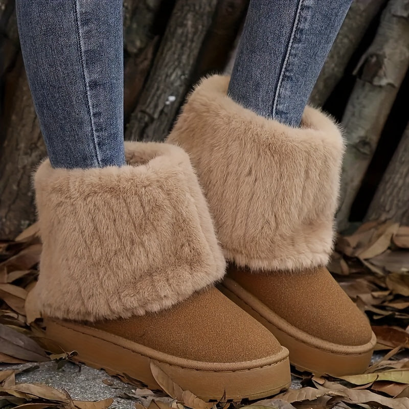 Women's Suede Fold Over Ankle Boots – Brown