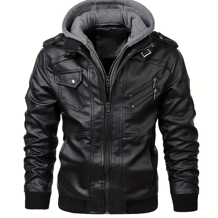 DASHIELL - HOODED MOTO MEN'S LEATHER JACKET 1