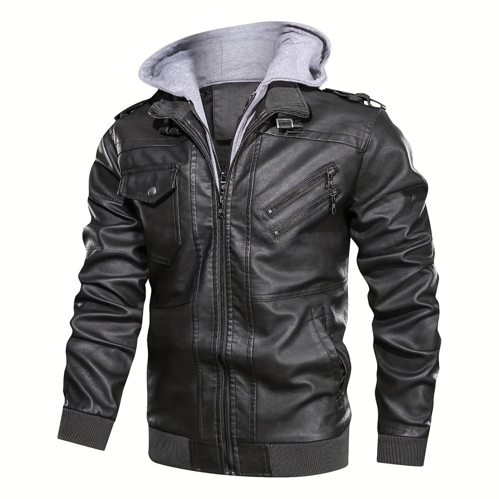 DASHIELL - HOODED MOTO MEN'S LEATHER JACKET 2