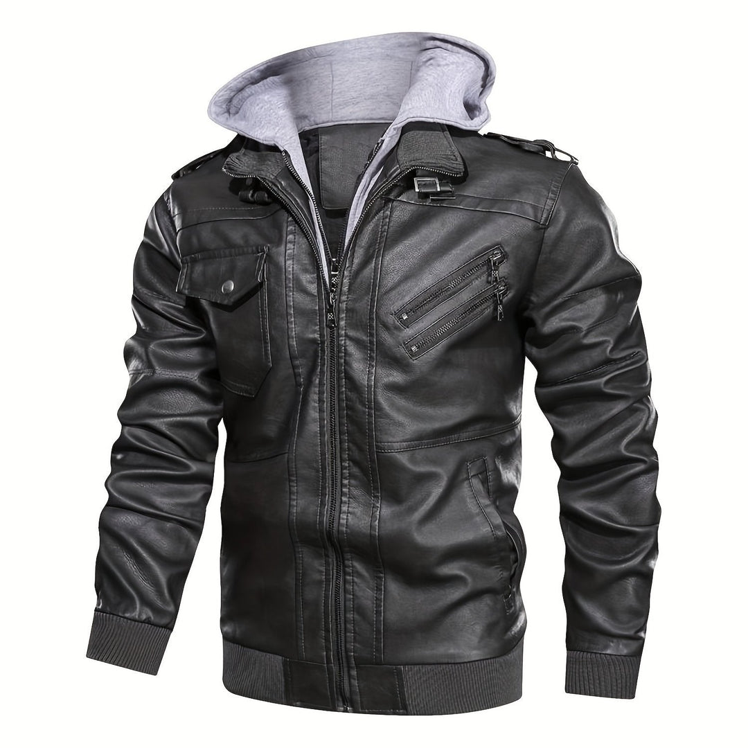 DASHIELL - HOODED MOTO MEN'S LEATHER JACKET 2
