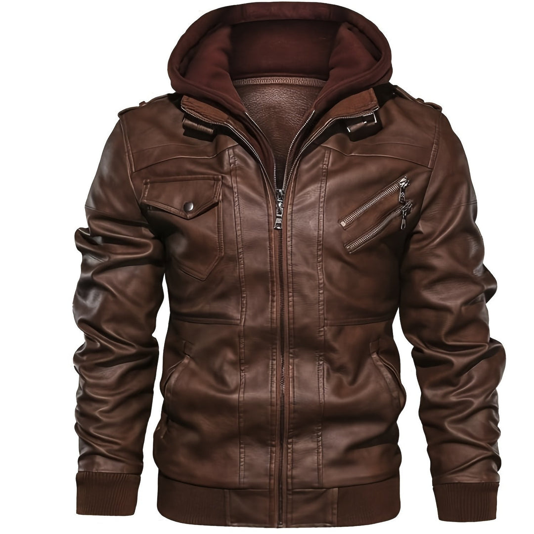 DASHIELL - HOODED MOTO MEN'S LEATHER JACKET 3