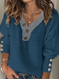 Deirdre | Women's Button V-Neck Knit Sweater