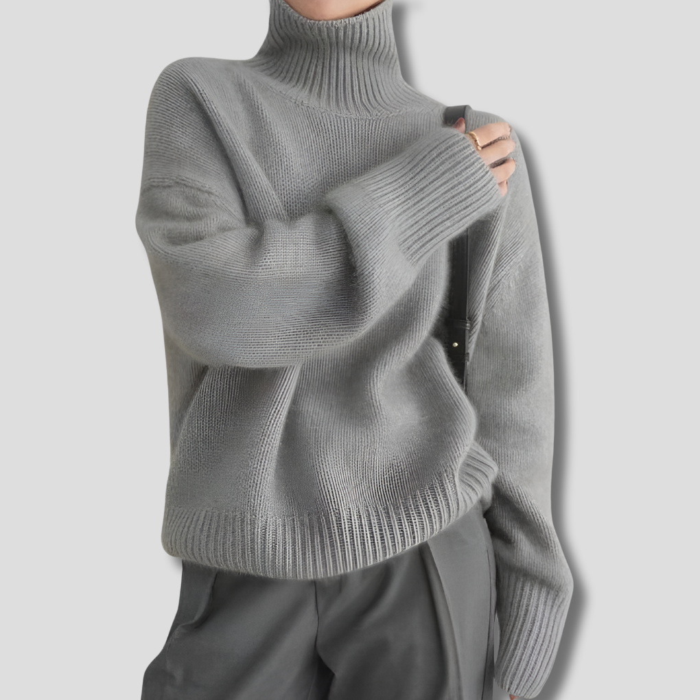 DELPHINA | WOMEN'S TURTLENECK SWEATER OVERSIZED KNIT PULLOVER MOCK NECK 1