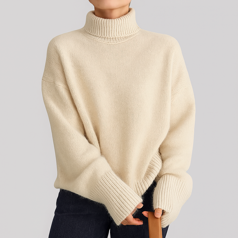 DELPHINA | WOMEN'S TURTLENECK SWEATER OVERSIZED KNIT PULLOVER MOCK NECK 2
