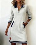 Delphine | Women's Polo Collar Zip Midi Dress