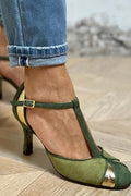 Taviana | Women's Faux Suede T-Strap Heels