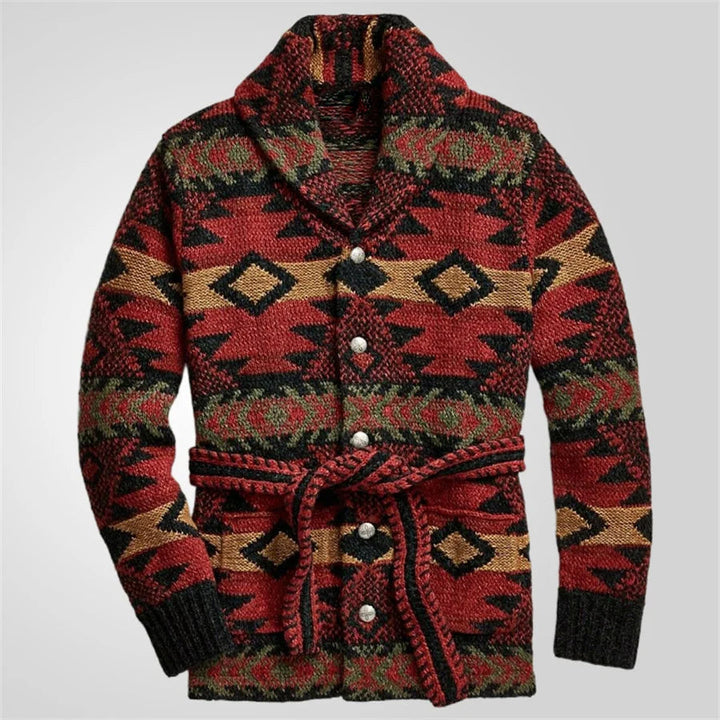 DIDIER | MEN'S FAIR ISLE CARDIGAN SHAWL COLLAR KNIT SWEATER 1