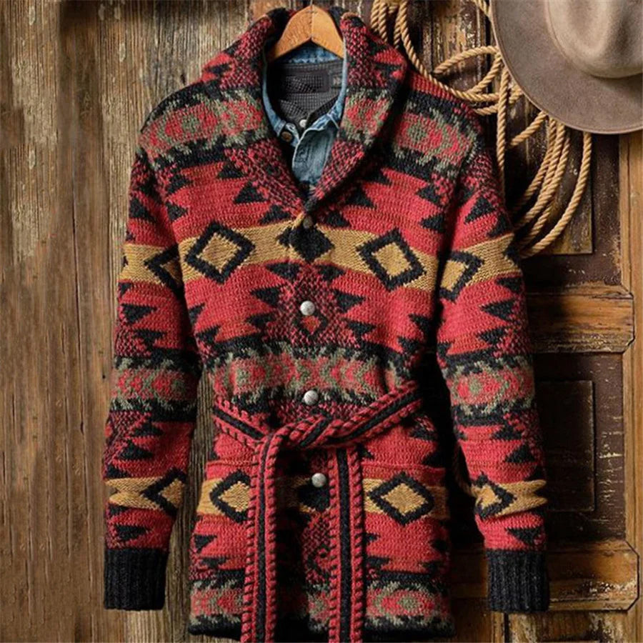 DIDIER | MEN'S FAIR ISLE CARDIGAN SHAWL COLLAR KNIT SWEATER 3