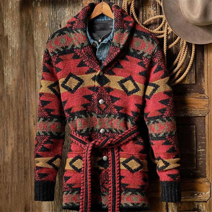 DIDIER | MEN'S FAIR ISLE CARDIGAN SHAWL COLLAR KNIT SWEATER 3