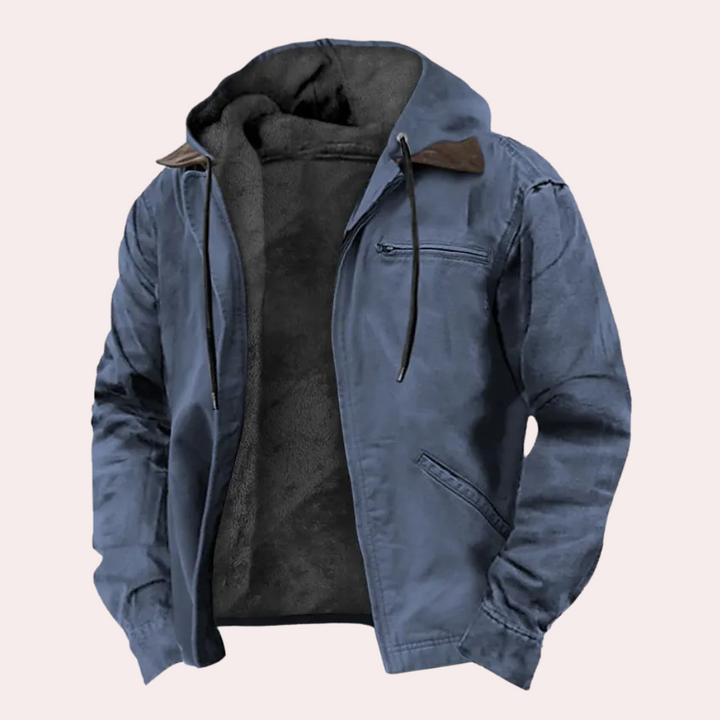 Men's Sherpa Lined Hooded Work Jacket – Blue