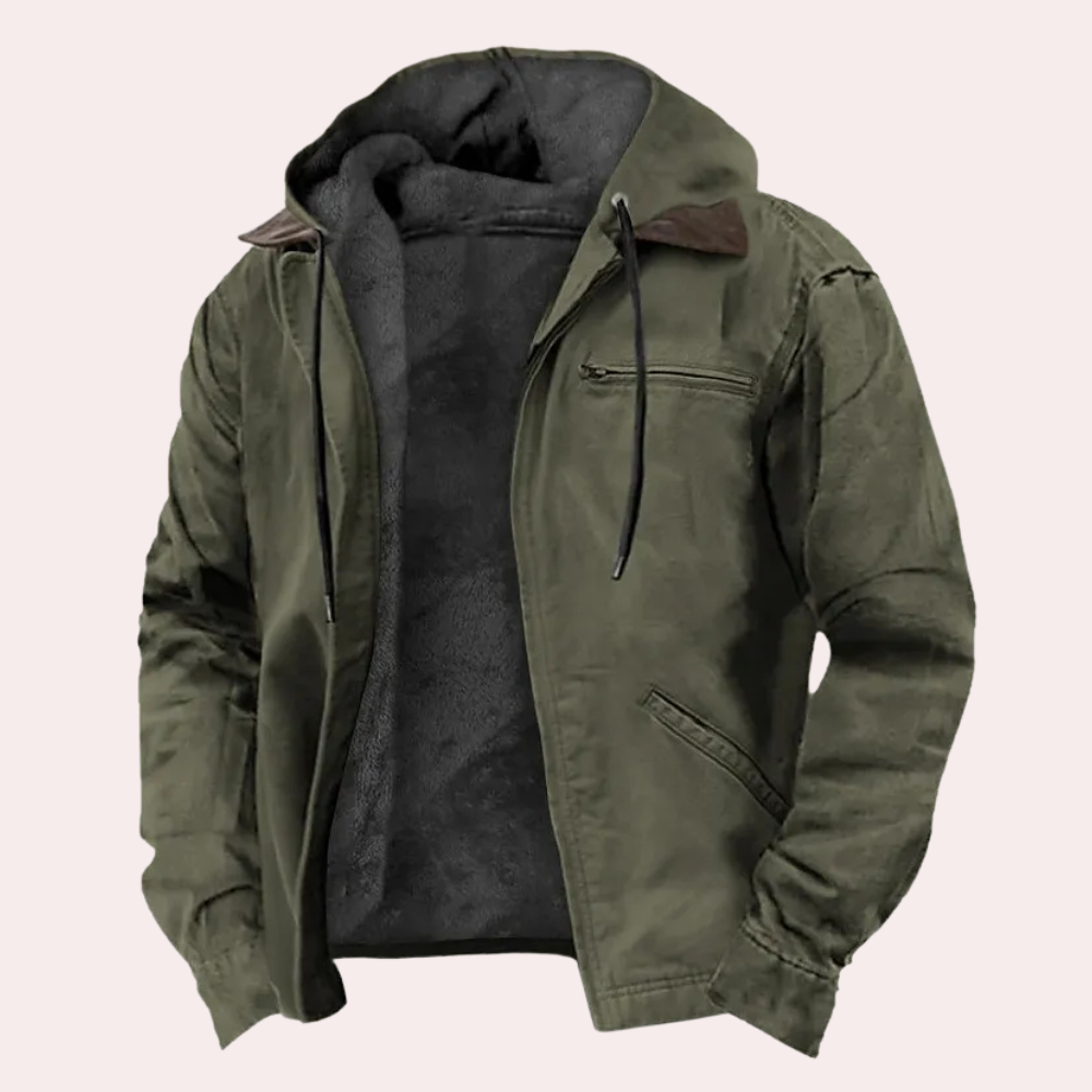 Men's Sherpa Lined Hooded Work Jacket – Green