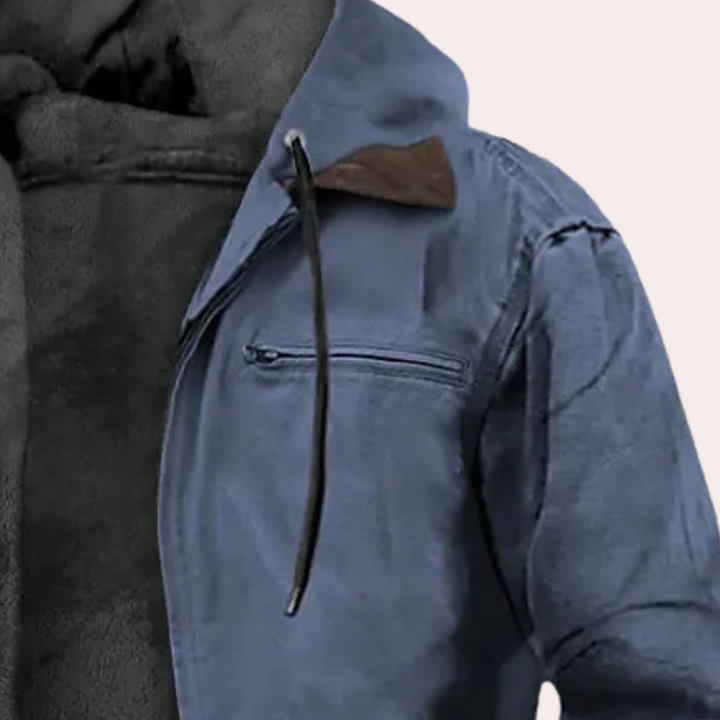 Men's Sherpa Lined Hooded Work Jacket – Detail View