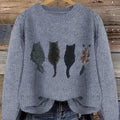 DIEUDONNEE | WOMEN'S CAT SWEATER CREW NECK KNIT PULLOVER