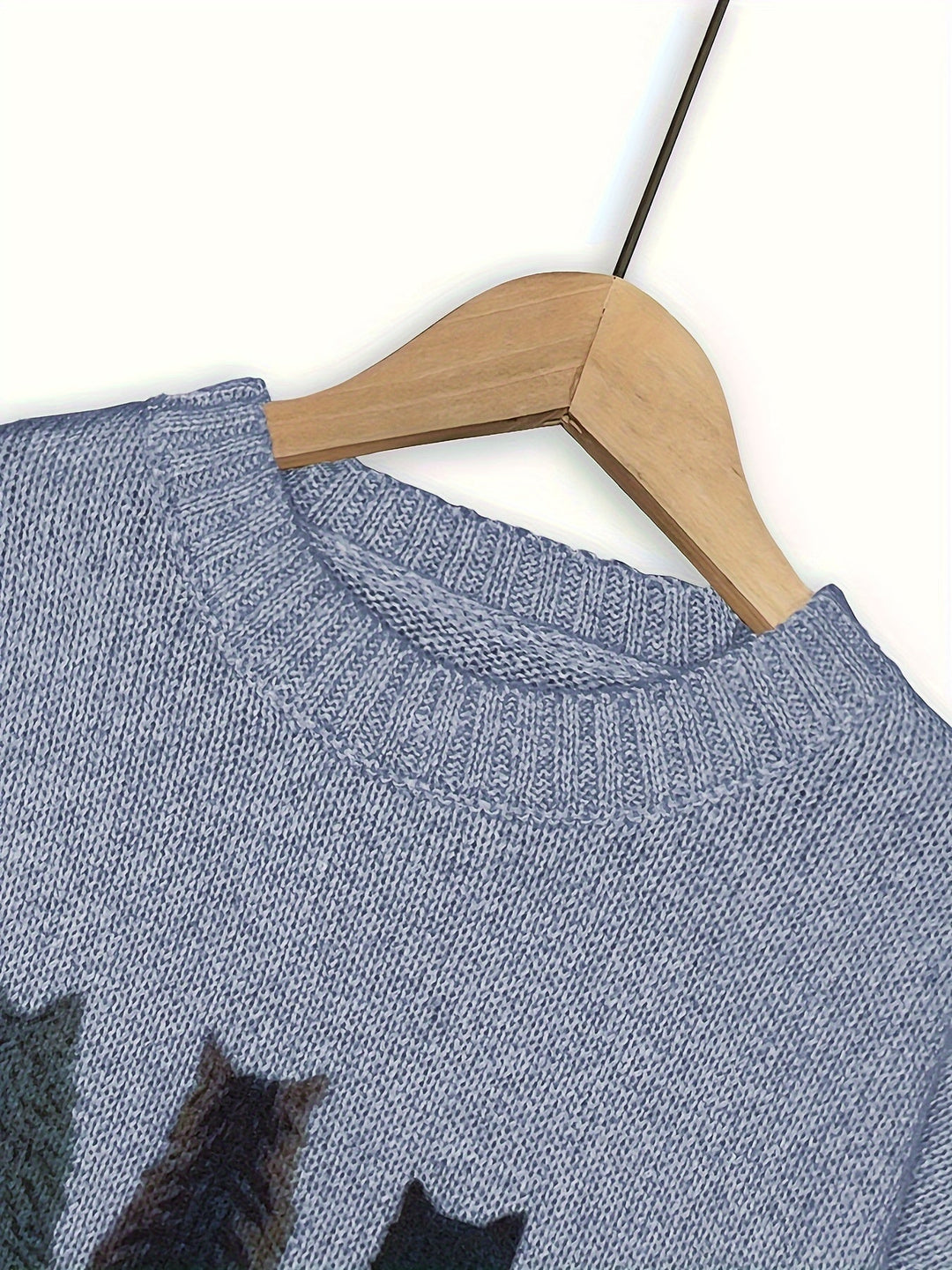 DIEUDONNEE | WOMEN'S CAT SWEATER CREW NECK KNIT PULLOVER 6
