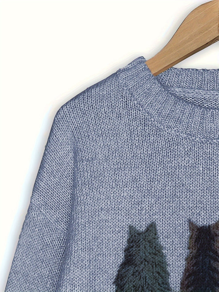 DIEUDONNEE | WOMEN'S CAT SWEATER CREW NECK KNIT PULLOVER 7