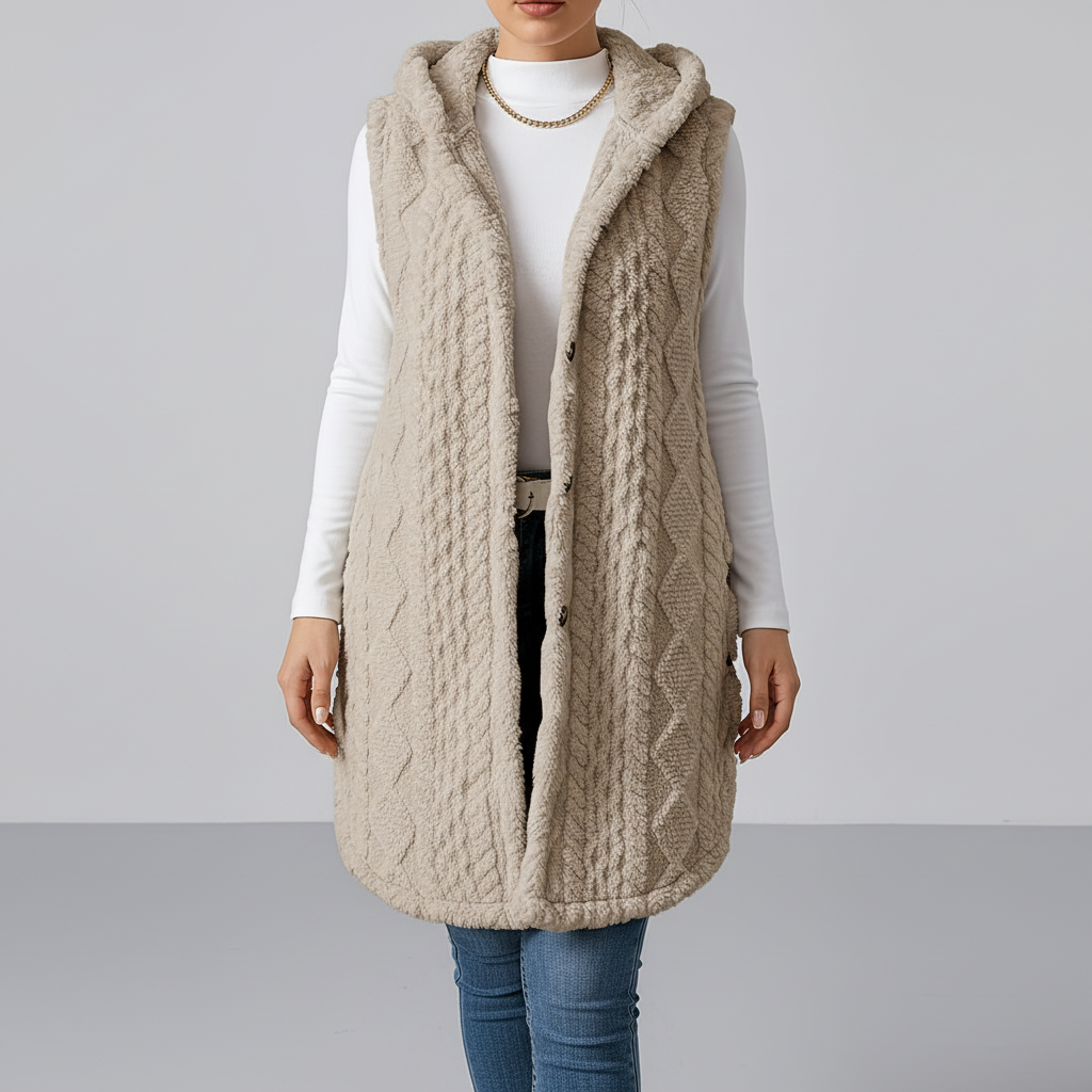 DOMINIQUE | WOMEN'S LONG CARDIGAN SWEATER CHUNKY CABLE KNIT 4