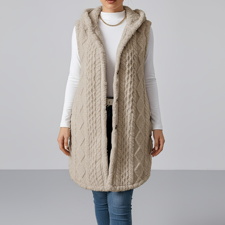 DOMINIQUE | WOMEN'S LONG CARDIGAN SWEATER CHUNKY CABLE KNIT 4
