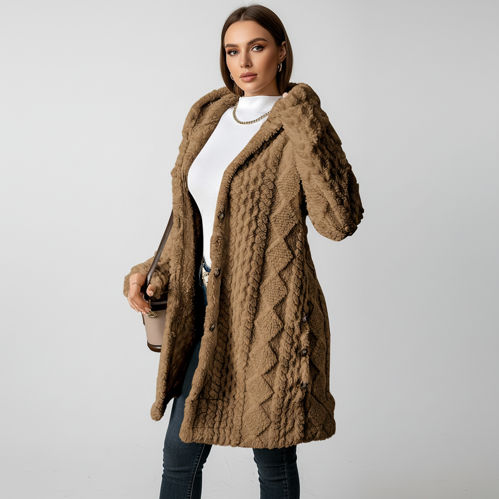 DOMINIQUE | WOMEN'S LONG CARDIGAN SWEATER CHUNKY CABLE KNIT 5