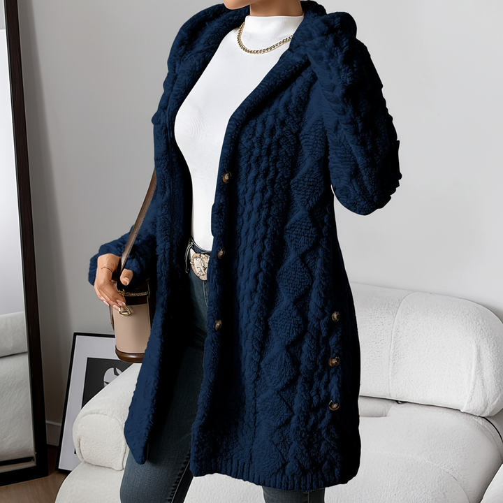 DOMINIQUE | WOMEN'S LONG CARDIGAN SWEATER CHUNKY CABLE KNIT 6
