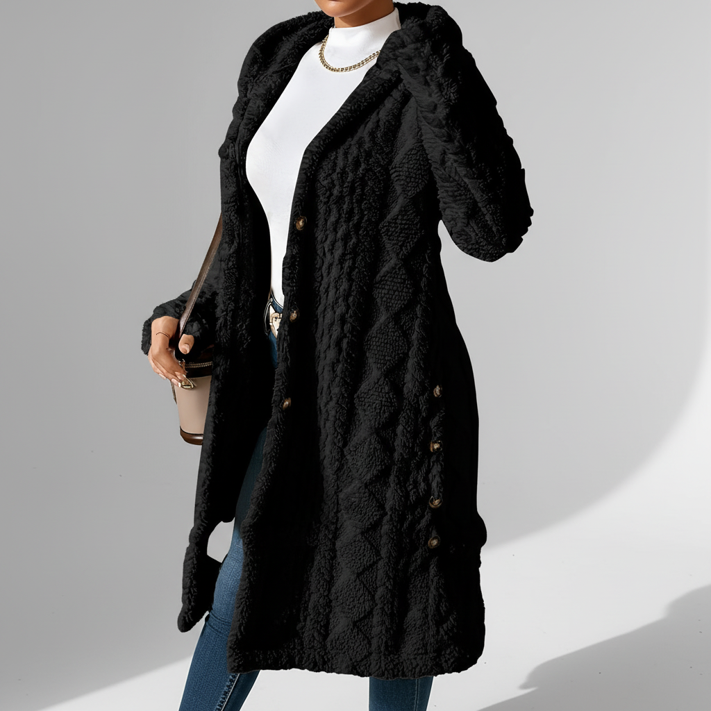 DOMINIQUE | WOMEN'S LONG CARDIGAN SWEATER CHUNKY CABLE KNIT 8