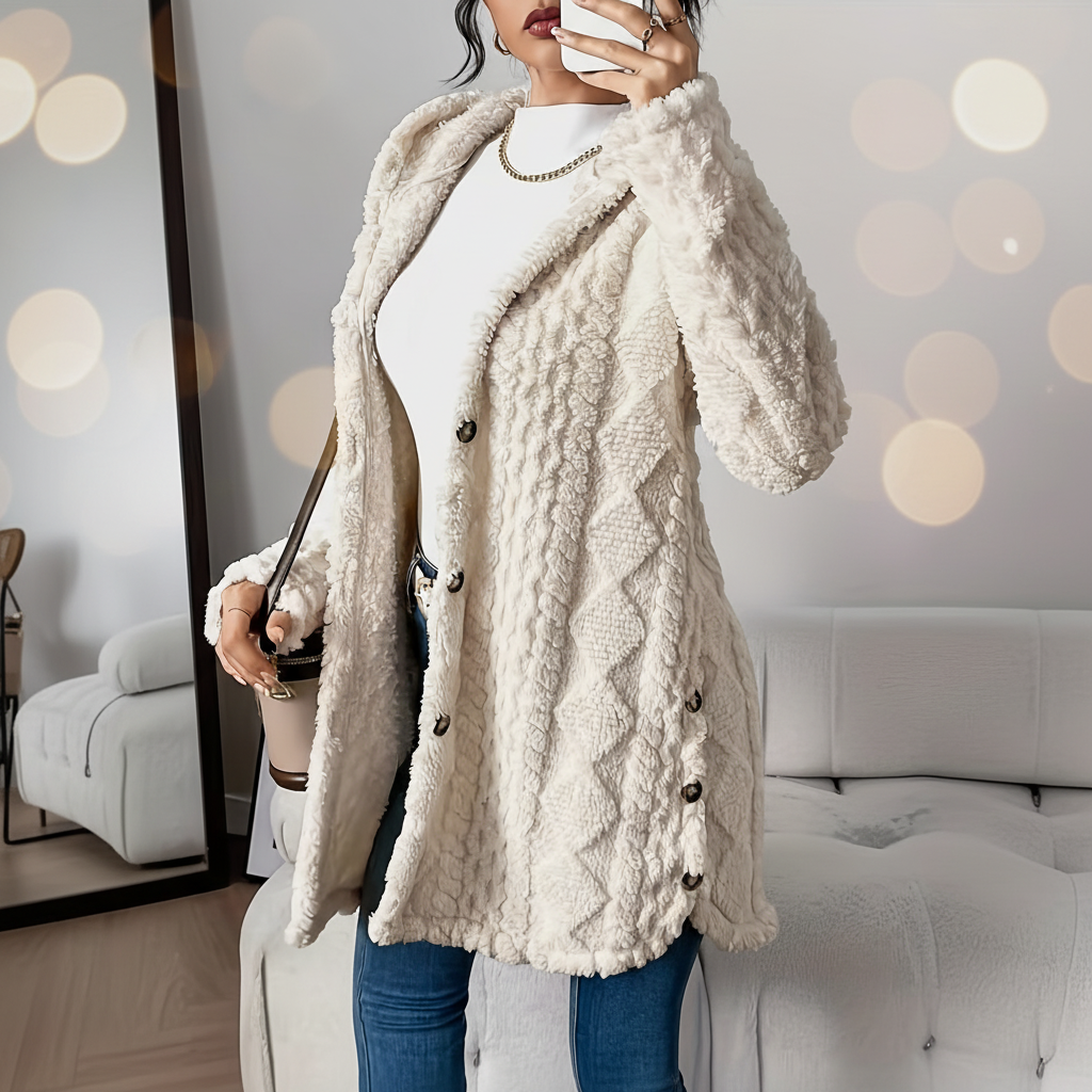 DOMINIQUE | WOMEN'S LONG CARDIGAN SWEATER CHUNKY CABLE KNIT 9